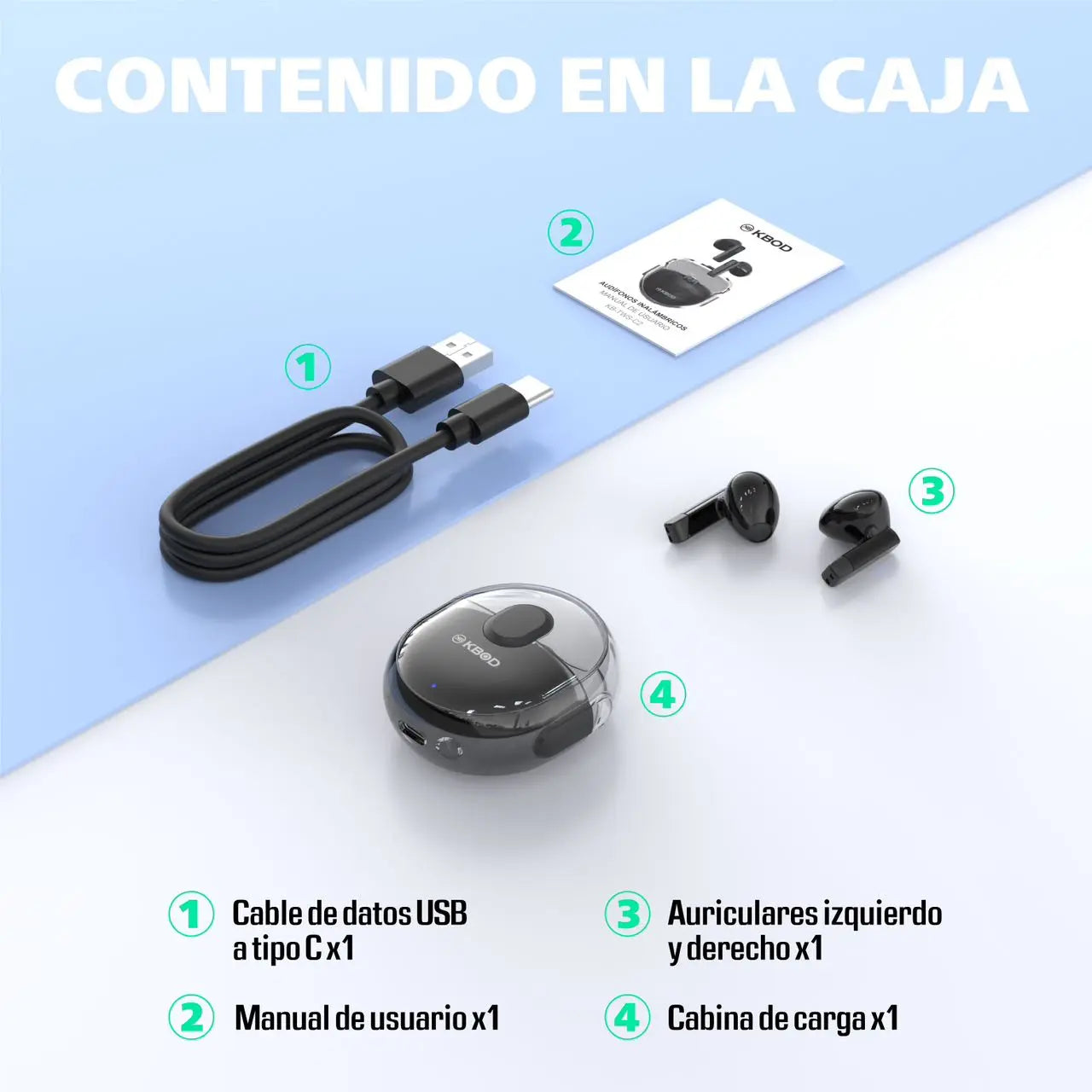Audífonos Inalámbricos Bluetooth 5.3 Tws Kbod C2 Tipo C ROSH