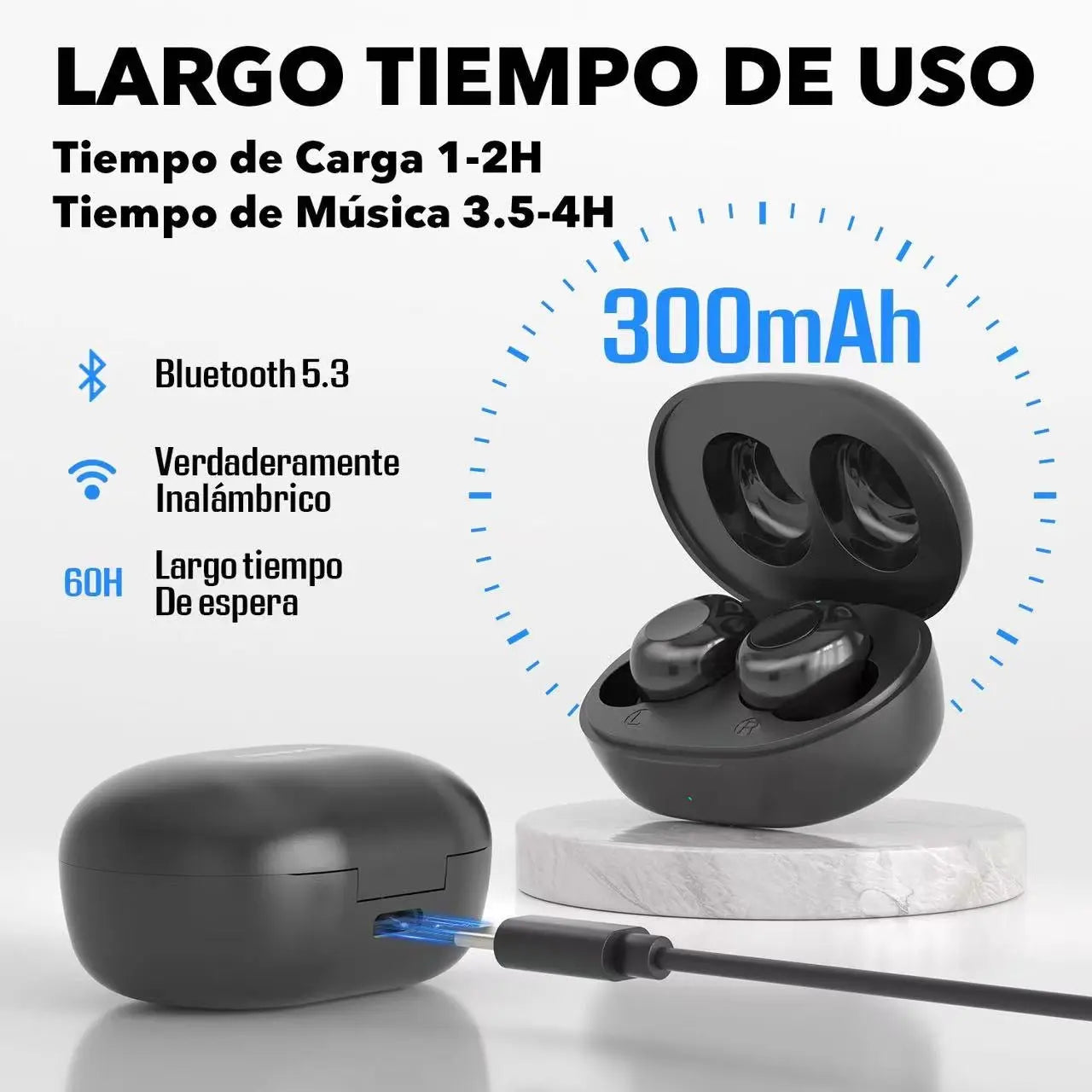 Audífonos Inalámbricos Bluetooth 5.3 Tws Kbod C5 Tipo C ROSH