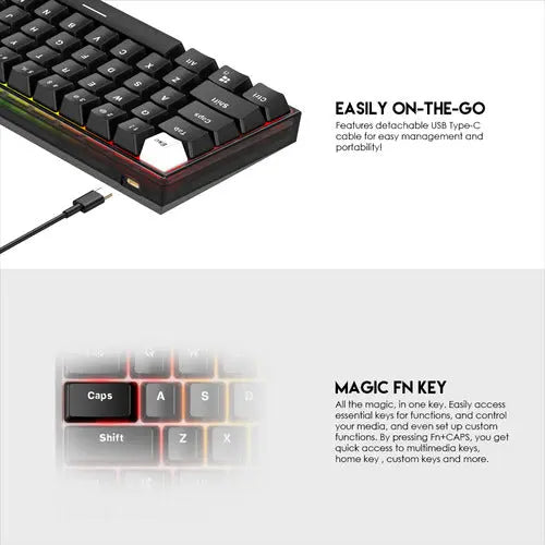 Teclado Mecanico Fantech Inalámbrico Frost Mk857 61 Teclas ROSH
