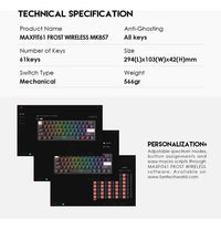 Teclado Mecanico Fantech Inalámbrico Frost Mk857 61 Teclas ROSH