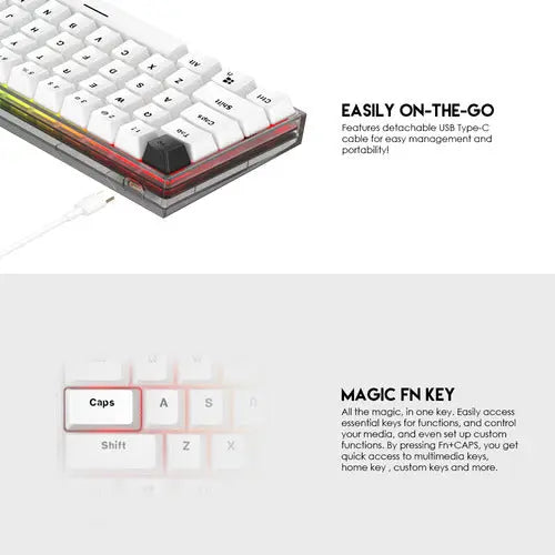 Teclado Mecanico Fantech Inalámbrico Frost Mk857 61 Teclas ROSH