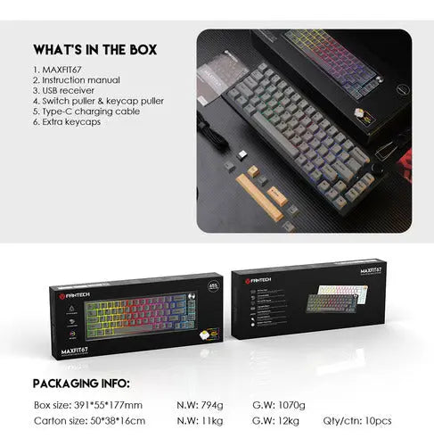 Teclado Mecánico Fantech Inalámbrico Mk858 White Switch ROSH