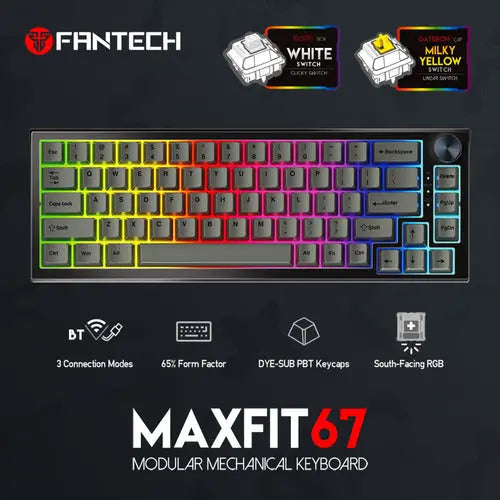 Teclado Mecánico Fantech Inalámbrico Mk858 White Switch ROSH