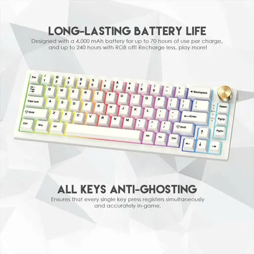 Teclado Mecánico Fantech Inalámbrico Mk858 White Switch ROSH