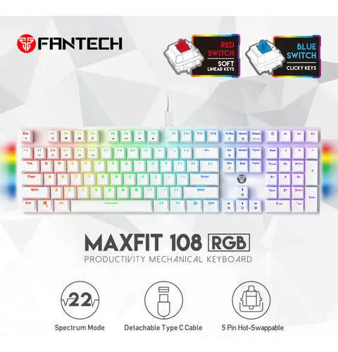 Teclado Mecánico Fantech Mk855 Blue Switch 108 Teclas ROSH