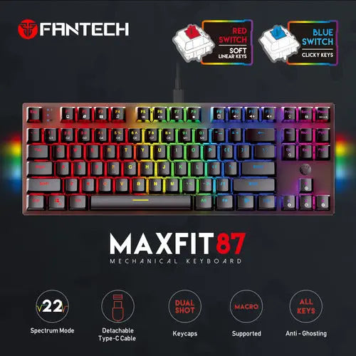 Teclado Mecánico Fantech Mk856 Blue Switch 87 Teclas ROSH