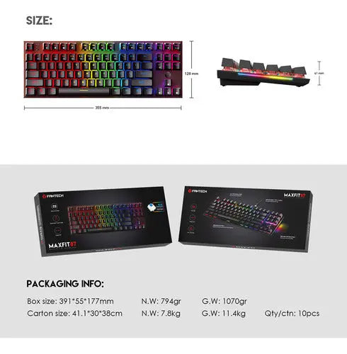 Teclado Mecánico Fantech Mk856 Blue Switch 87 Teclas ROSH