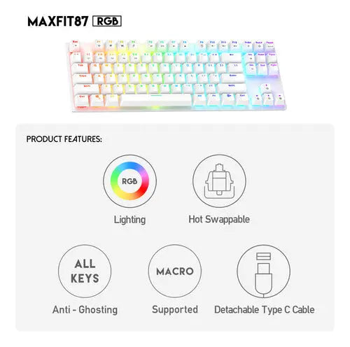Teclado Mecánico Fantech Mk856 Blue Switch 87 Teclas ROSH