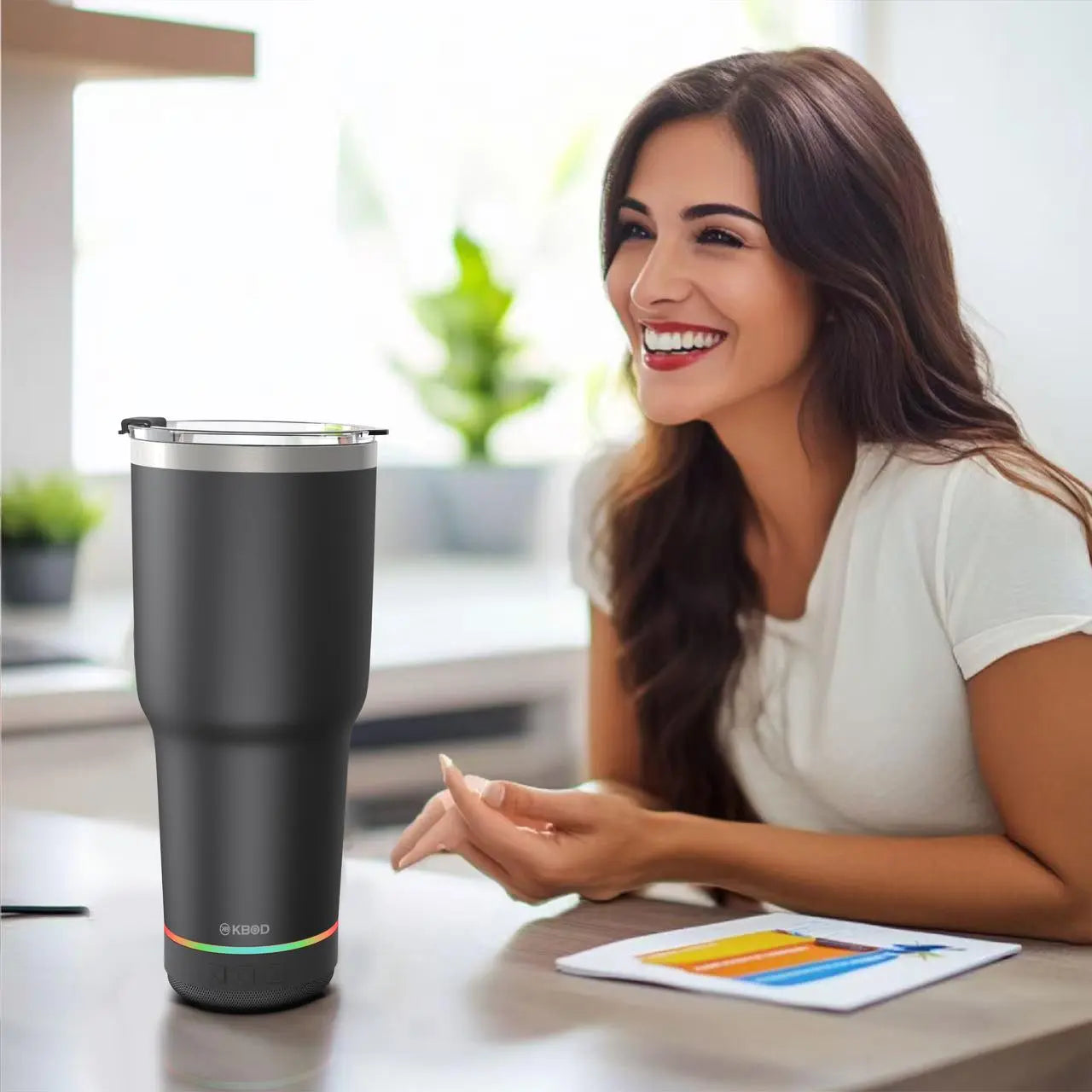 Vaso Térmico 900 Ml Con Bocina Bluetooth Kbod Rad-20431 KBOD