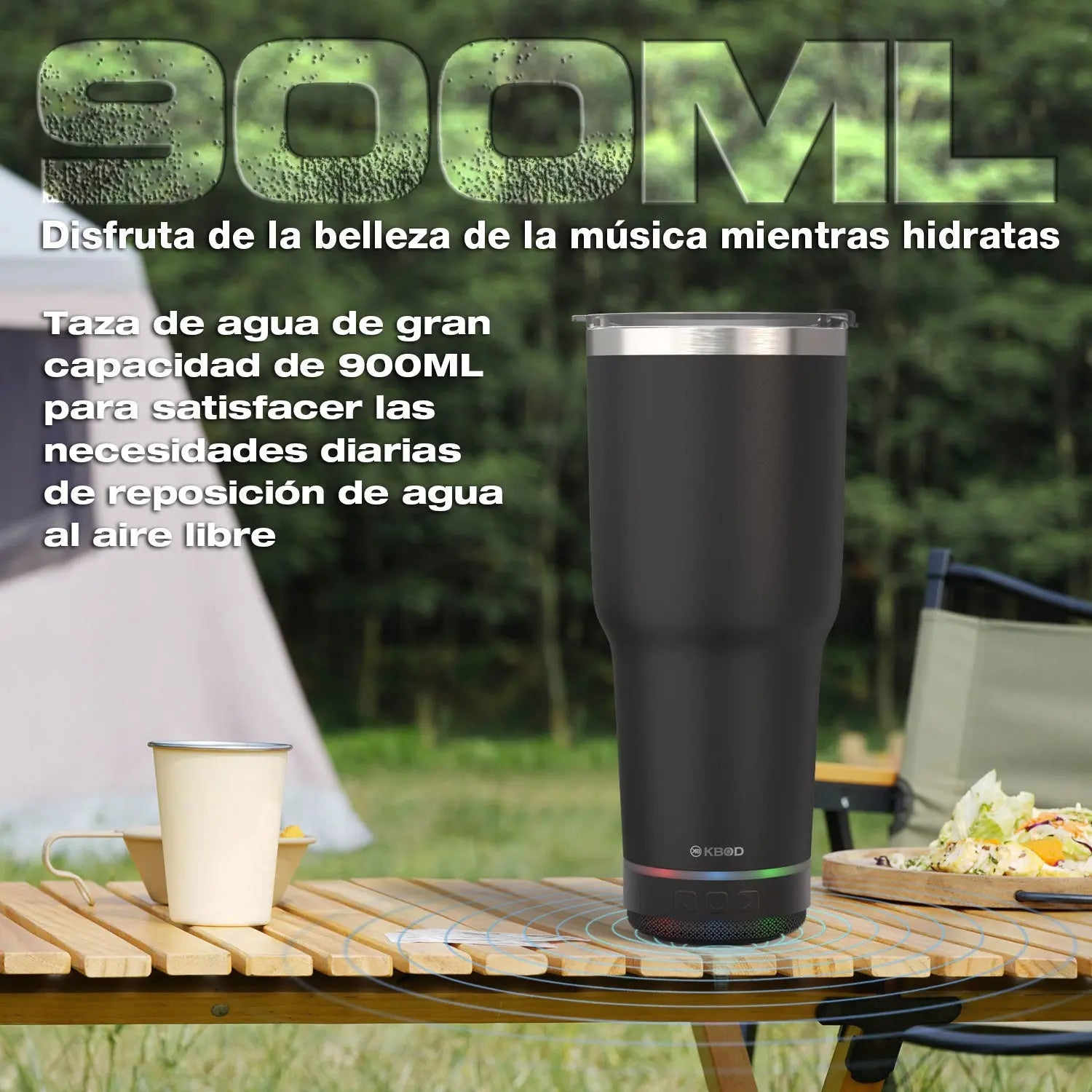 Vaso Térmico 900 Ml Con Bocina Bluetooth Kbod Rad-20431 KBOD